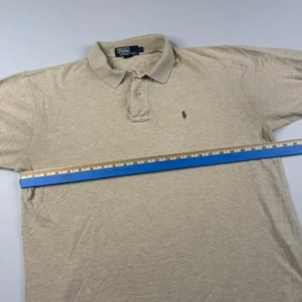 Polo Ralph Lauren‎ Mens Large Tan Heather Cotton Pique Short Sleeve Polo Shirt